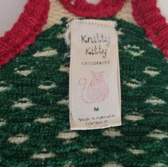 Vintage Knitty  Kitty racerback knit Christmas Bralette SZ M - Picture 5 of 6
